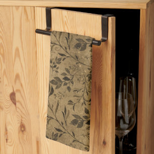 Modern Grunge Leaf Pattern - Keukenhanddoek