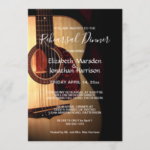 Modern Guitar Musical Event Rehearsal Dinner Kaart