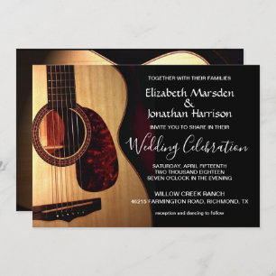 Modern Guitar Musical Hand Lettered Wedding Kaart