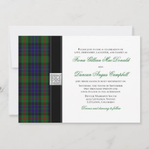 Modern Gunn Tartan Wedding Invitation Kaart