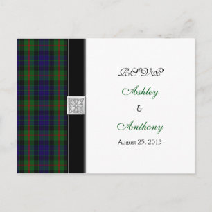 Modern Gunn Tartan Wedding RSVP Reply Briefkaart