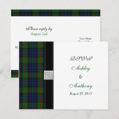 Modern Gunn Tartan Wedding RSVP Reply Briefkaart (Voorkant / Achterkant)