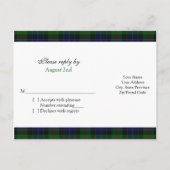 Modern Gunn Tartan Wedding RSVP Reply Briefkaart (Achterkant)
