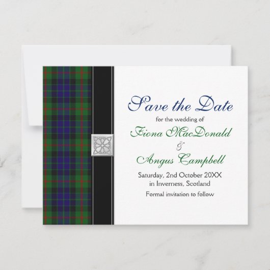 Modern Gunn Tartan Wedding Save the Date (Voorkant)