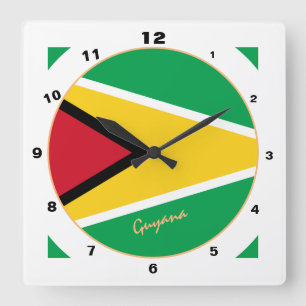 Modern Guyana-ontwerp, Guyana-vlag Thuis / trendy Vierkante Klok