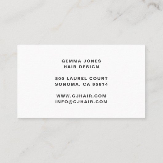 Modern Haar Stylist Roze Script Monogram Wit Visitekaartje (Achterkant)