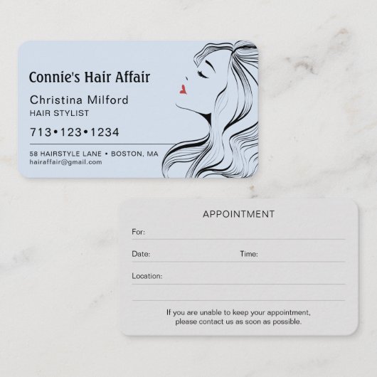 Modern Haarstylist Appointment Blue Visitekaartje (Voorkant / Achterkant)