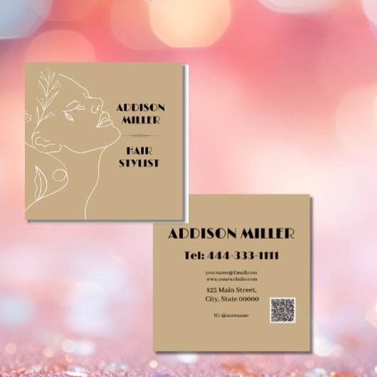 Modern, haarstylist & QR-code Vierkante Visitekaartje