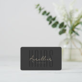 Modern Hair Beauty Salon Zwart Haarstylist Visitekaartje (Staand voorkant)