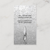 Modern Hair Scissor Silver Glitter Hair Stylist Visitekaartje (Achterkant)