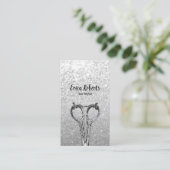 Modern Hair Scissor Silver Glitter Hair Stylist Visitekaartje (Staand voorkant)
