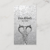 Modern Hair Scissor Silver Glitter Hair Stylist Visitekaartje (Voorkant)