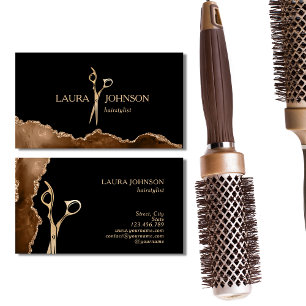 Modern Hair Stylist Gold Scissors Visitekaartje
