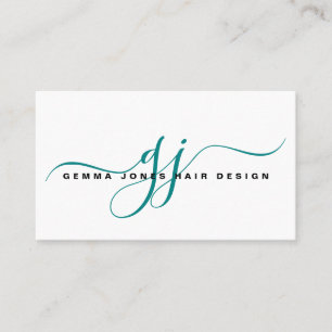Modern Hair Stylist Gold Script Monogram Blauwgroe Visitekaartje