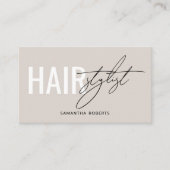 Modern hair stylist QR Code beige Visitekaartje (Voorkant)