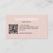Modern hair stylist QR Code blush pink Visitekaartje (Achterkant)