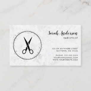 Modern Hair Stylist Scissors Black Grey Marble Visitekaartje