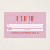 Modern hair stylist script typography gift card visitekaartje (Achterkant)