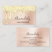 Modern Hairdresser Coiffeur Scissors Roos Gold LUX Visitekaartje (Voorkant / Achterkant)