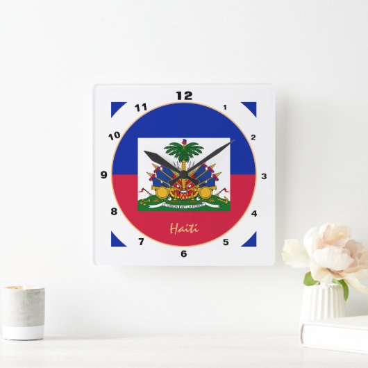 Modern Haïtiaanse vlag, trendy Haïti Home / design Vierkante Klok (Huis)