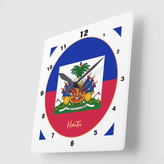 Modern Haïtiaanse vlag, trendy Haïti Home / design Vierkante Klok (Hoek)