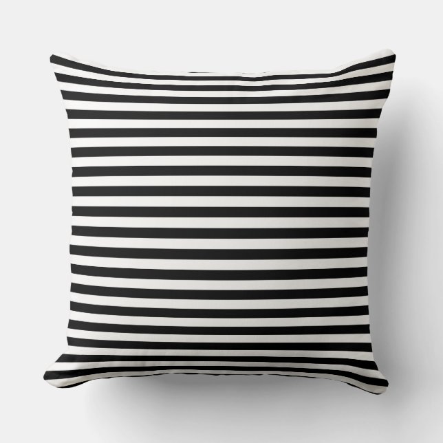 Modern Half-Inch Black & White Stripe Pattern Kussen (Voorkant)