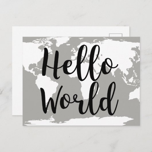 Modern Hallo Wereldkaart Silhouette Briefkaart (Voorkant / Achterkant)