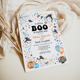 Modern Halloween Ghost Boy Baby shower Kaart
