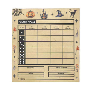 Modern Halloween Theme Bunco Score Pad Notitieblok