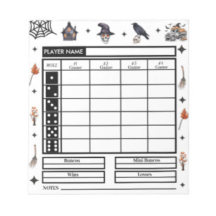 Modern Halloween Theme Bunco Score Pad Notitieblok
