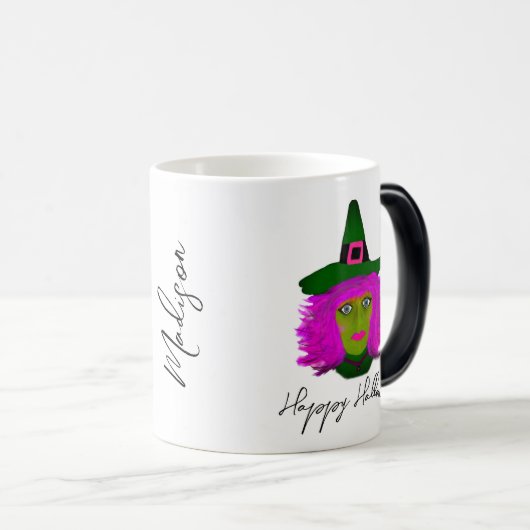 Modern Halloween Witch Glam Script Aangepast Magische Mok (Voorkant rechts)