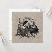 Modern  Halloween WITCHES BREW Kaart (Voorkant / Achterkant in situ)