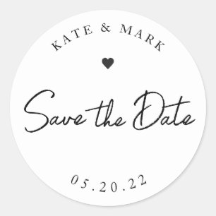 Modern Hand Calligraphy Wedding Save the Date Ronde Sticker