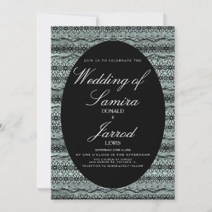 Modern Hand Drawn Black Lace Background Wedding Kaart