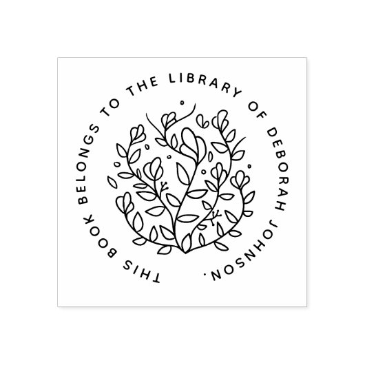 Modern Hand-drawn Botanical Custom Library Book Rubberstempel (Afrduk)