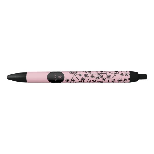 Modern, Hand-Drawn Cherry Blossom Zwarte Inkt Pen (Voorkant)