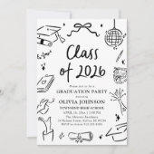 Modern Hand Drawn Class of 2026 Graduation Party Kaart (Voorkant)