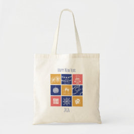 Modern Hand-Drawn Colorful New Year Elements 2026 Tote Bag