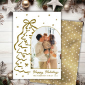 Modern Hand-Drawn Gold Christmas Tree Arch Photo Feestdagenkaart