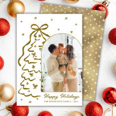 Modern Hand-Drawn Gold Christmas Tree Arch Photo Feestdagenkaart