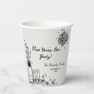 Modern Hand Drawn New Year's Eve Party  Papieren Bekers