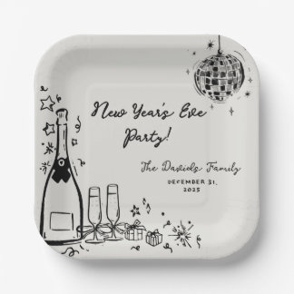 Modern Hand Drawn New Year's Eve Party  Papieren Bordje