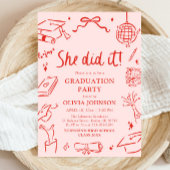 Modern Hand Drawn She did it Graduation Party Kaart