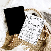 Modern Hand Drawn She did it Graduation Party Kaart