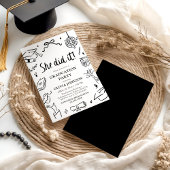 Modern Hand Drawn She did it Graduation Party Kaart