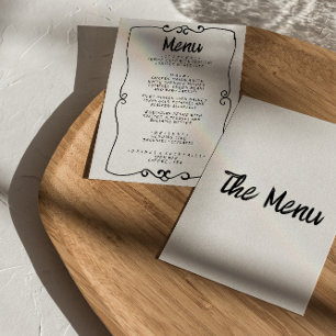 Modern Hand geschreven Funky Retro Lijst Bruiloft Menu