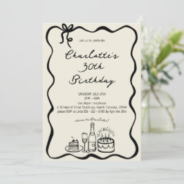 Modern Hand Getrokken 30e Verjaardag Uitnodiging
