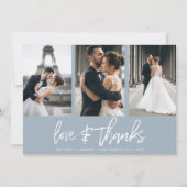 Modern Hand-Lettered Photo Collage Dusty Blue Bedankkaart (Voorkant)