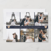 Modern Hand-Lettered Photo Collage Navy Blue Bedankkaart (Voorkant)