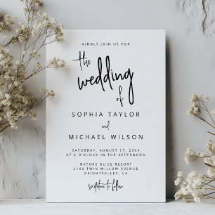 Modern Hand Lettering Script Zwart Wit Bruiloft Kaart